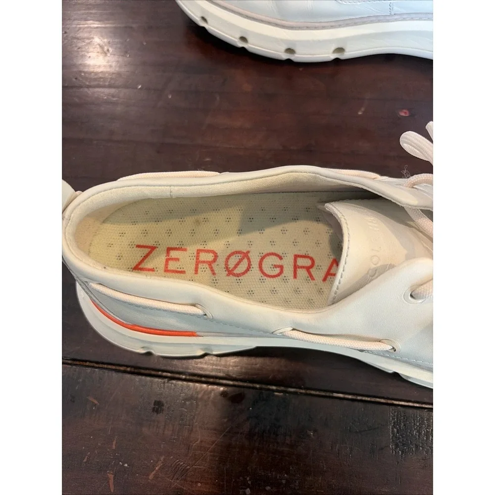 Cole Haan Mens 4.ZEROGRAND Regatta Boat Shoes Cream Size 9.5M (C6)